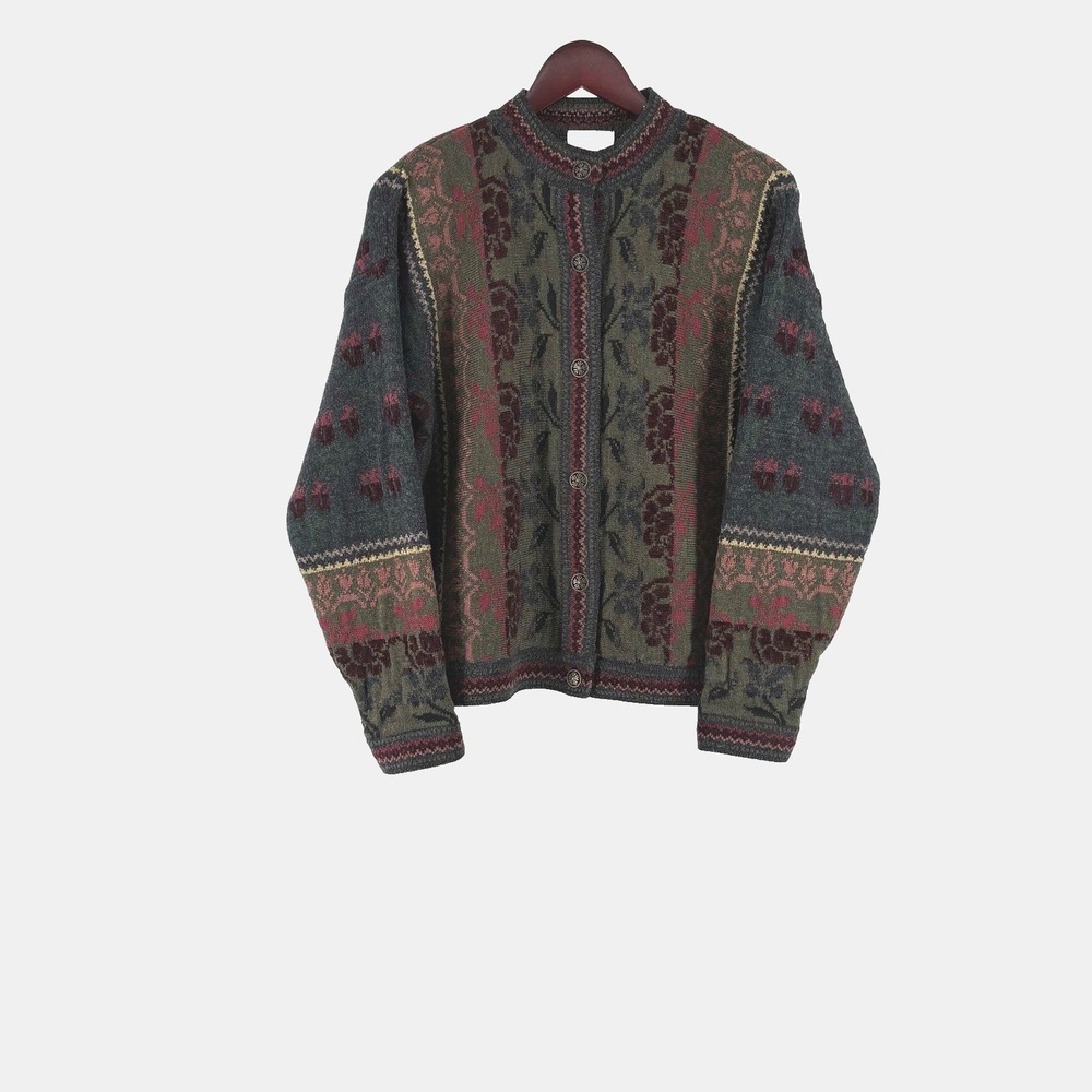 CozyVintage Floral Knit Cardigan - Multi-Color - Picture 3 of 10
